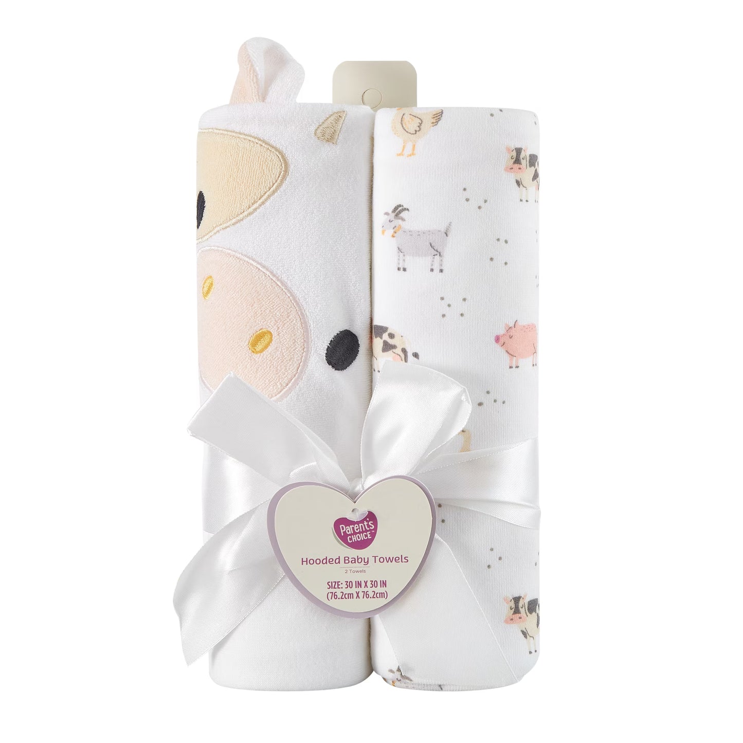 Toalla con capucha de vaca Parent's Choice de 76 x 76 cm, paquete de 2