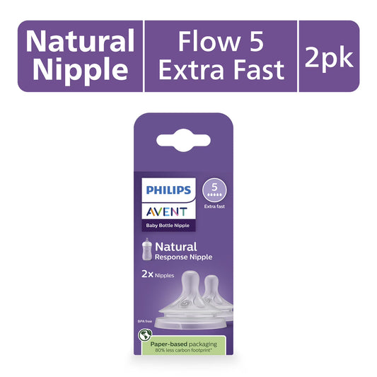 Mamaderas Philips Avent Natural Response, flujo extra rápido (Flujo 5), paquete de 2