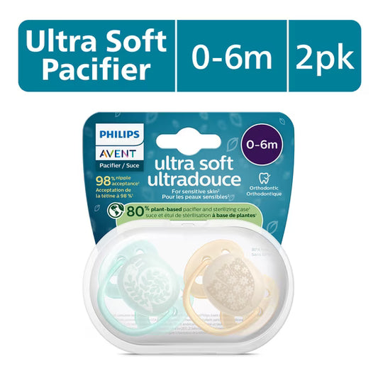 Chupete Philips Avent Ultra Soft 0-6 meses, pájaro / caracol, paquete de 2