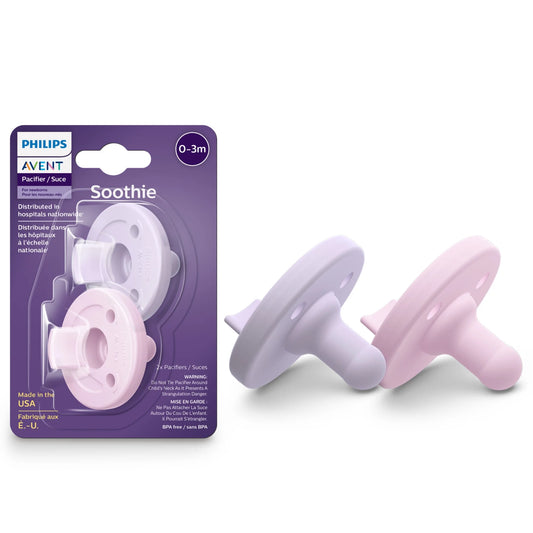 Chupete Philips Avent Soothie 0-3 meses, Lila fresco/Rosa pastel, Paquete de 2