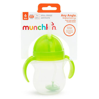 Vaso entrenador con pajita flexible Munchkin Any Angle, 7 oz, verde