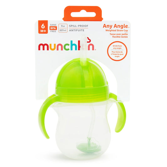 Vaso entrenador con pajita flexible Munchkin Any Angle, 7 oz, verde
