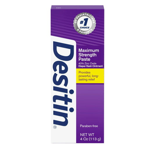 Crema Desitin para la dermatitis del pañal del bebé, máxima potencia, con óxido de zinc, 4 oz