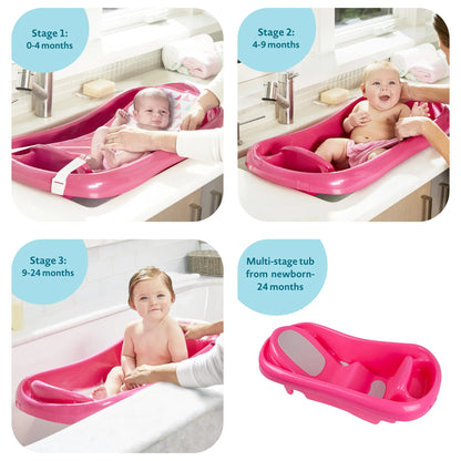 Bañera THE FIRST YEARS convertible 3 en 1 para bebés, rosada