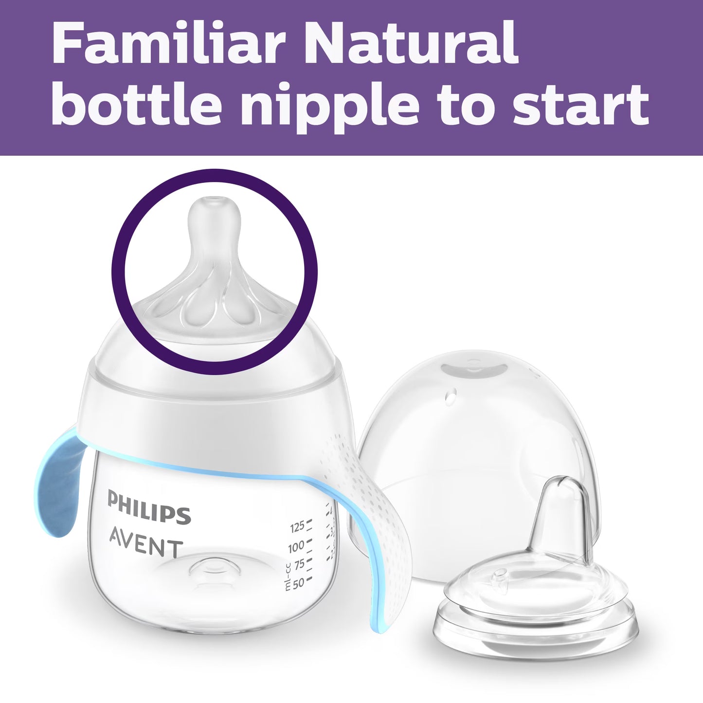 Vaso de aprendizaje Philips Avent Natural Trainer con tetina Natural Response, 5 oz