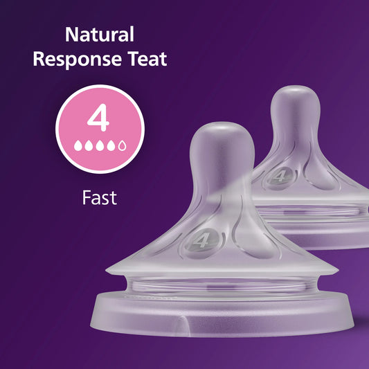 Mamaderas Philips Avent Natural Response, flujo rápido (Flujo 4), paquete de 2