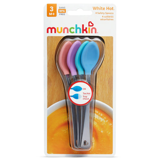 Cucharas de seguridad para bebés Munchkin White Hot, multicolor, unisex, paquete de 4