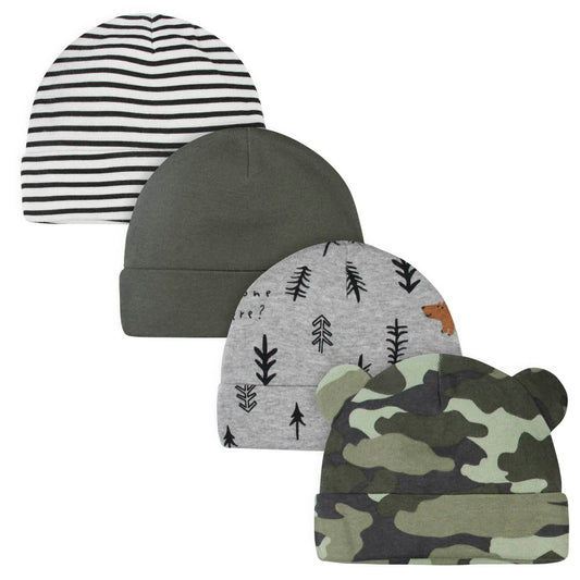 Gorro básico para bebé niño Gerber (paquete de 4) - Verde