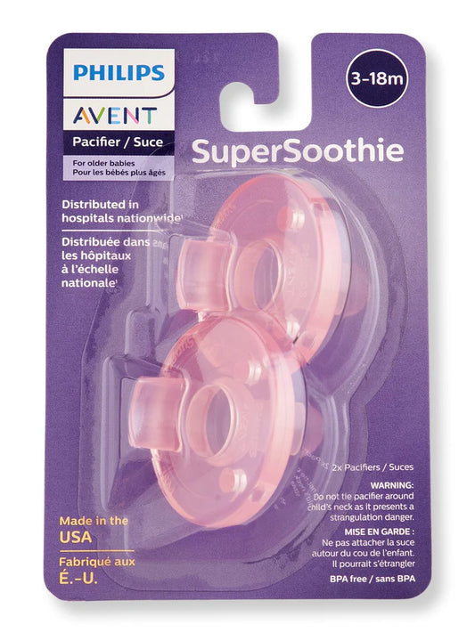 Chupete Philips Avent (3-18 meses), rosado, paquete de 2