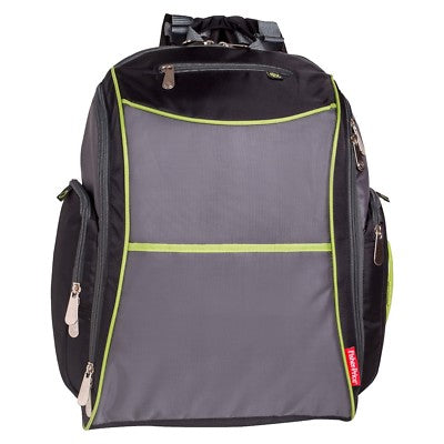 Pañalera tipo Mochila de Fisher-Price (negro, lima y gris)