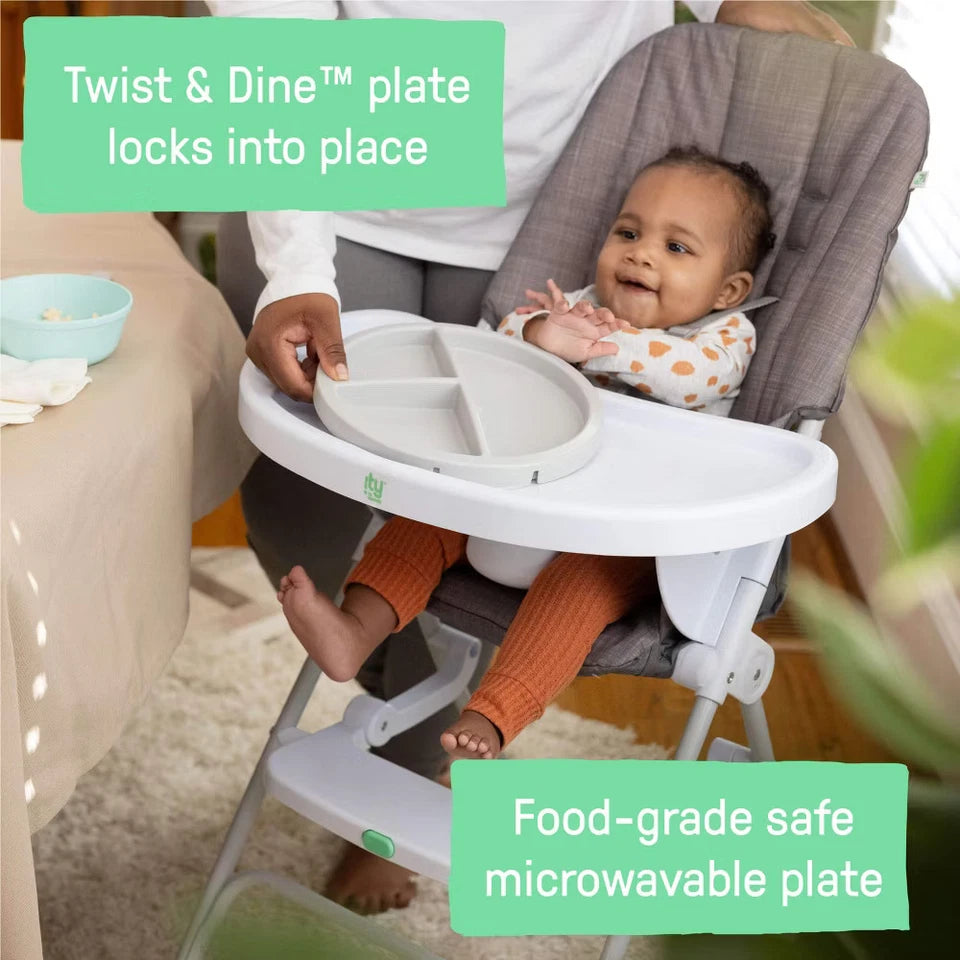 Silla alta plegable con plato incluido. unisex, color Gris