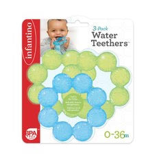 Mordedores de agua Infantino, refrescantes y con efecto masaje, color lima/azul, paquete de 3